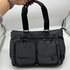 IHKWIP Cargo Catchall Tote with Two Crossbody	Straps Metallic Black